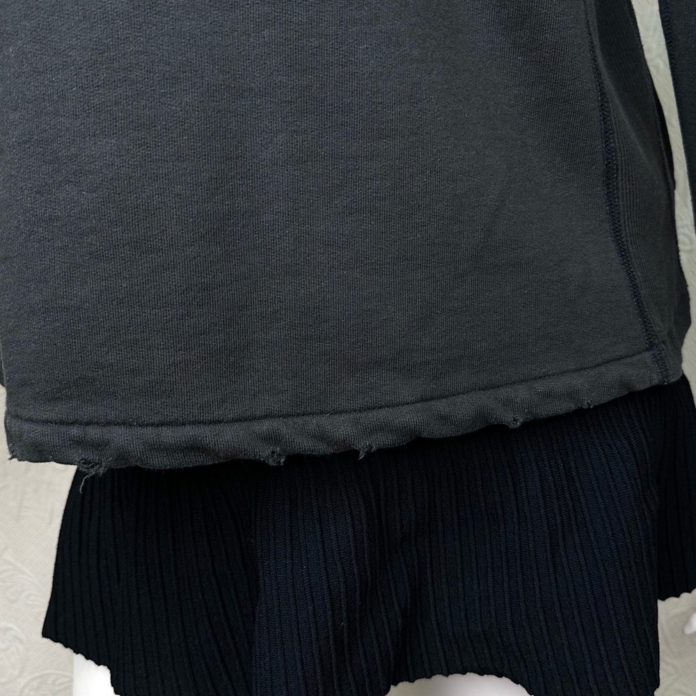 James Perse 2 (M) Distressed Black One-Snap Open Front Sweatshirt Jacket - Picture 16 of 16